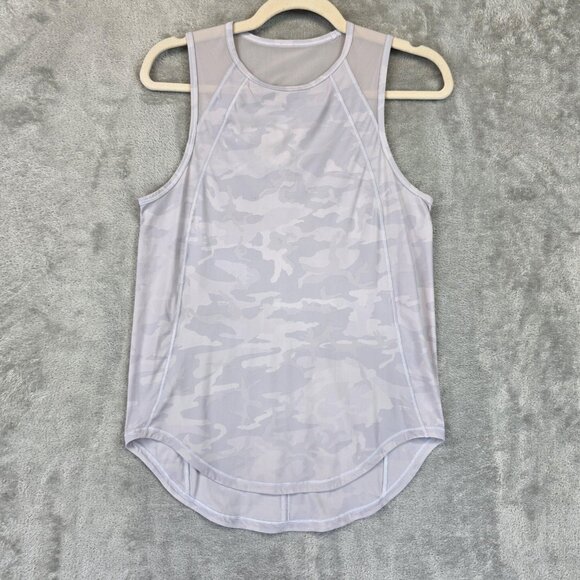 Lululemon Tank Top Womens Small Gray Camo Mesh Athletic Lightweight Gym - Picture 1 of 12